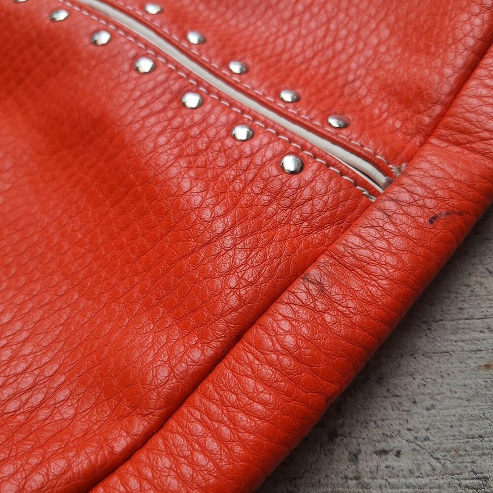 Red by Marc Ecko Studded Shoulder Purse Pebbled Hobo Bag Y2K Orange - Picture 2 of 7